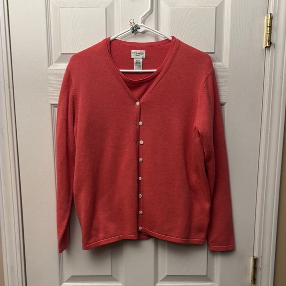 2 PIECE! Pink Button-Up Cardigan and tshirt